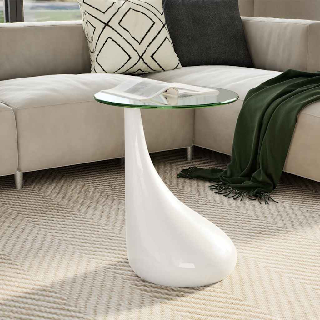 Salontafel met rond glazen tafelblad hoogglans wit is nu te koop bij PeponiXL, paradijselijk wonen!