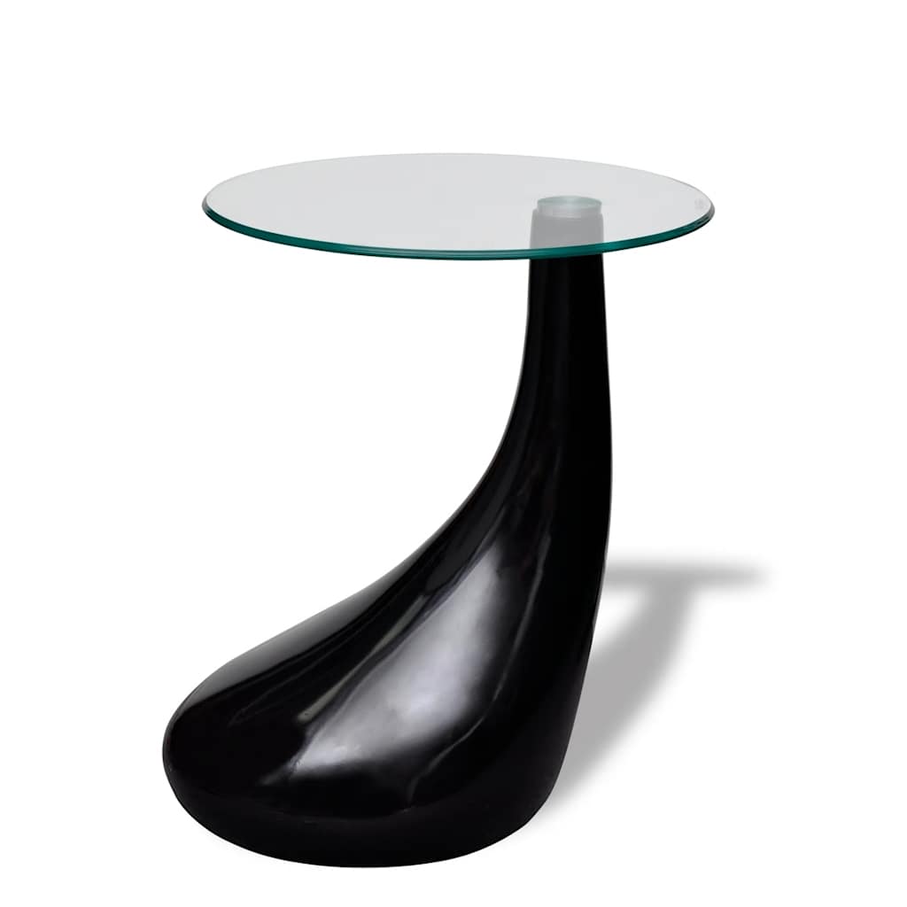 Salontafel met rond glazen tafelblad hoogglans zwart is nu te koop bij PeponiXL, paradijselijk wonen!