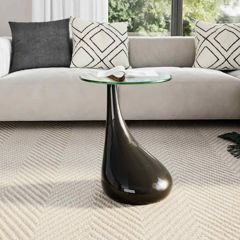 Salontafel met rond glazen tafelblad hoogglans zwart is nu te koop bij PeponiXL, paradijselijk wonen!