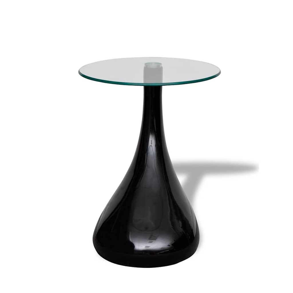 Salontafel met rond glazen tafelblad hoogglans zwart is nu te koop bij PeponiXL, paradijselijk wonen!