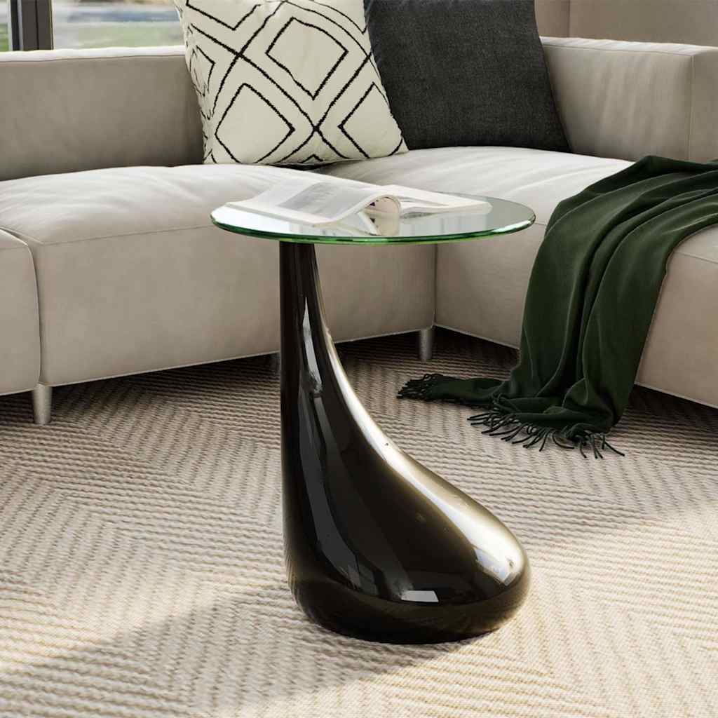 Salontafel met rond glazen tafelblad hoogglans zwart is nu te koop bij PeponiXL, paradijselijk wonen!