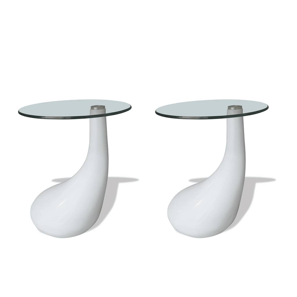 Salontafel met rond glazen tafelblad hoogglans wit 2 st is nu te koop bij PeponiXL, paradijselijk wonen!