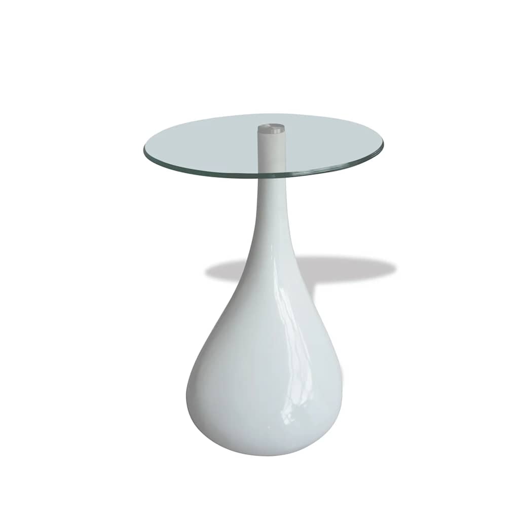 Salontafel met rond glazen tafelblad hoogglans wit 2 st is nu te koop bij PeponiXL, paradijselijk wonen!