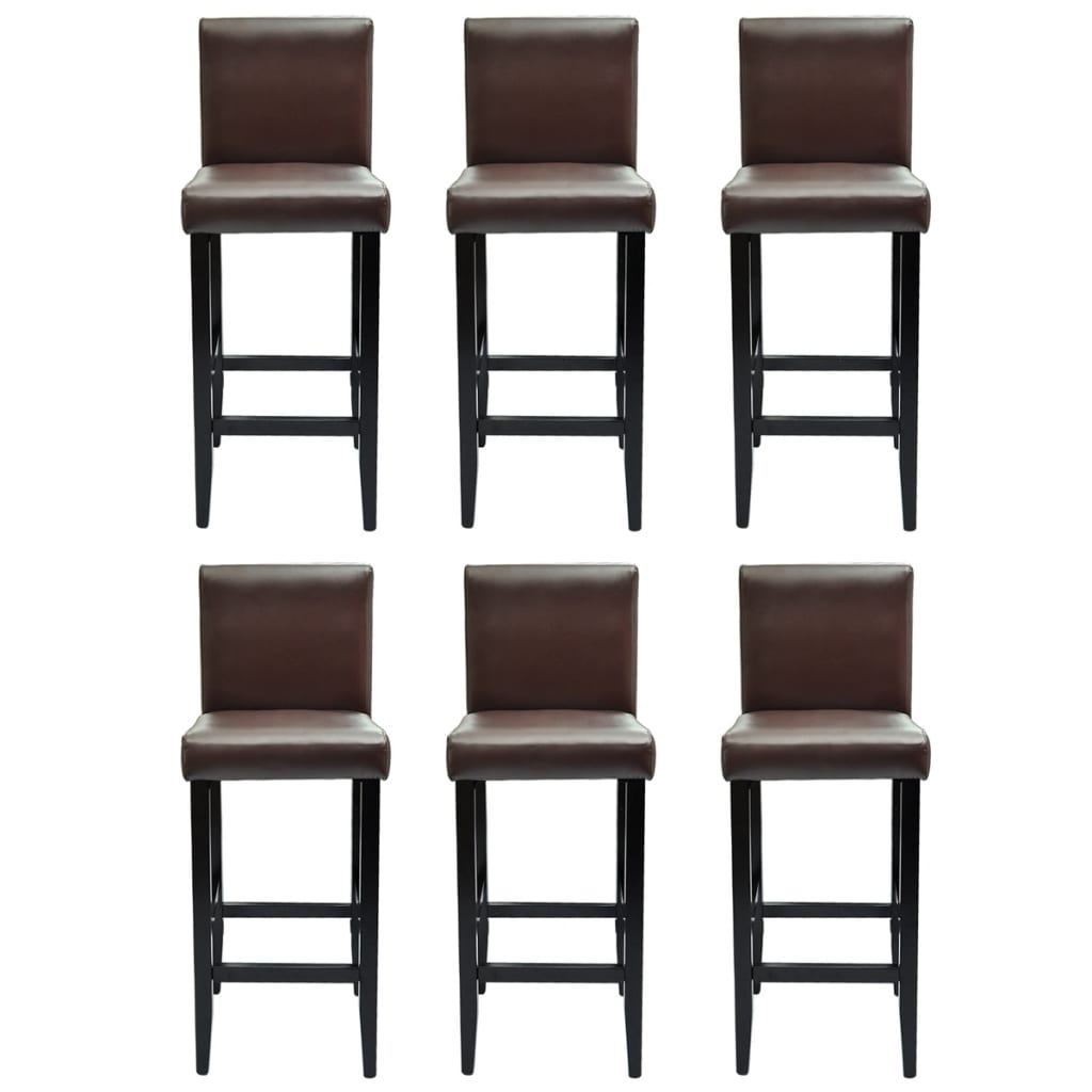 Barkrukken 6 st kunstleer donkerbruin is nu te koop bij PeponiXL, paradijselijk wonen!
