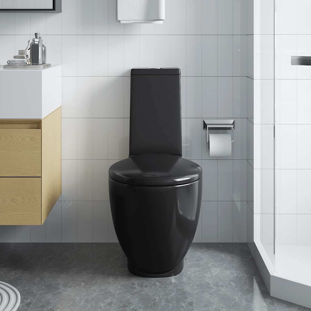 Toilet met afvoer achter keramiek zwart is nu te koop bij PeponiXL, paradijselijk wonen!