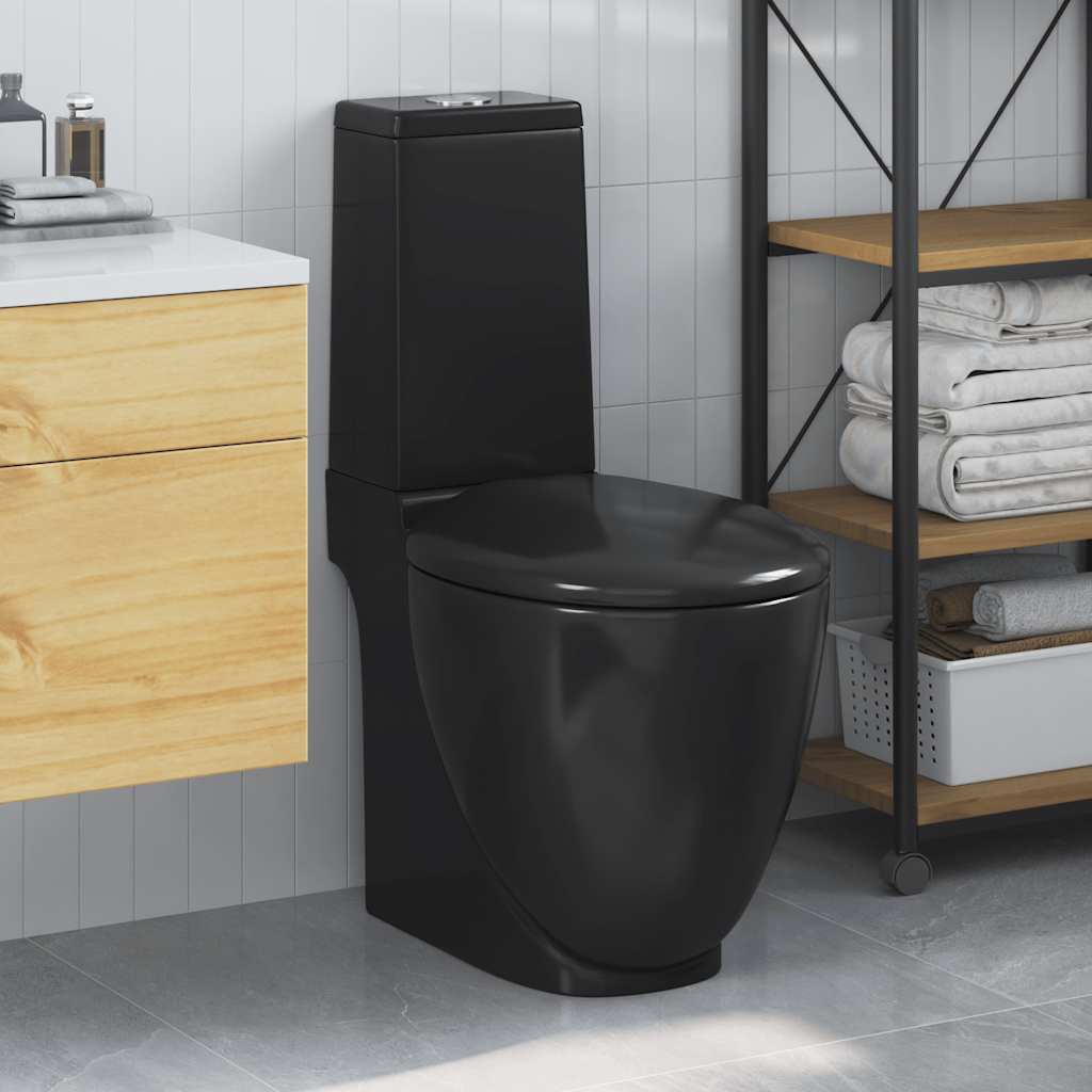 Toilet met afvoer achter keramiek zwart is nu te koop bij PeponiXL, paradijselijk wonen!