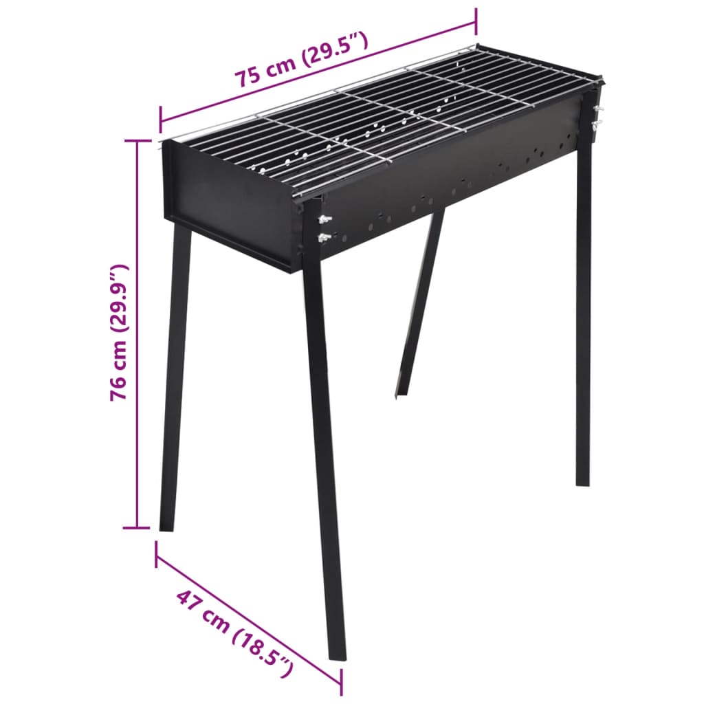 Houtskoolbarbecue staand vierkant 75x28 cm is nu te koop bij PeponiXL, paradijselijk wonen!
