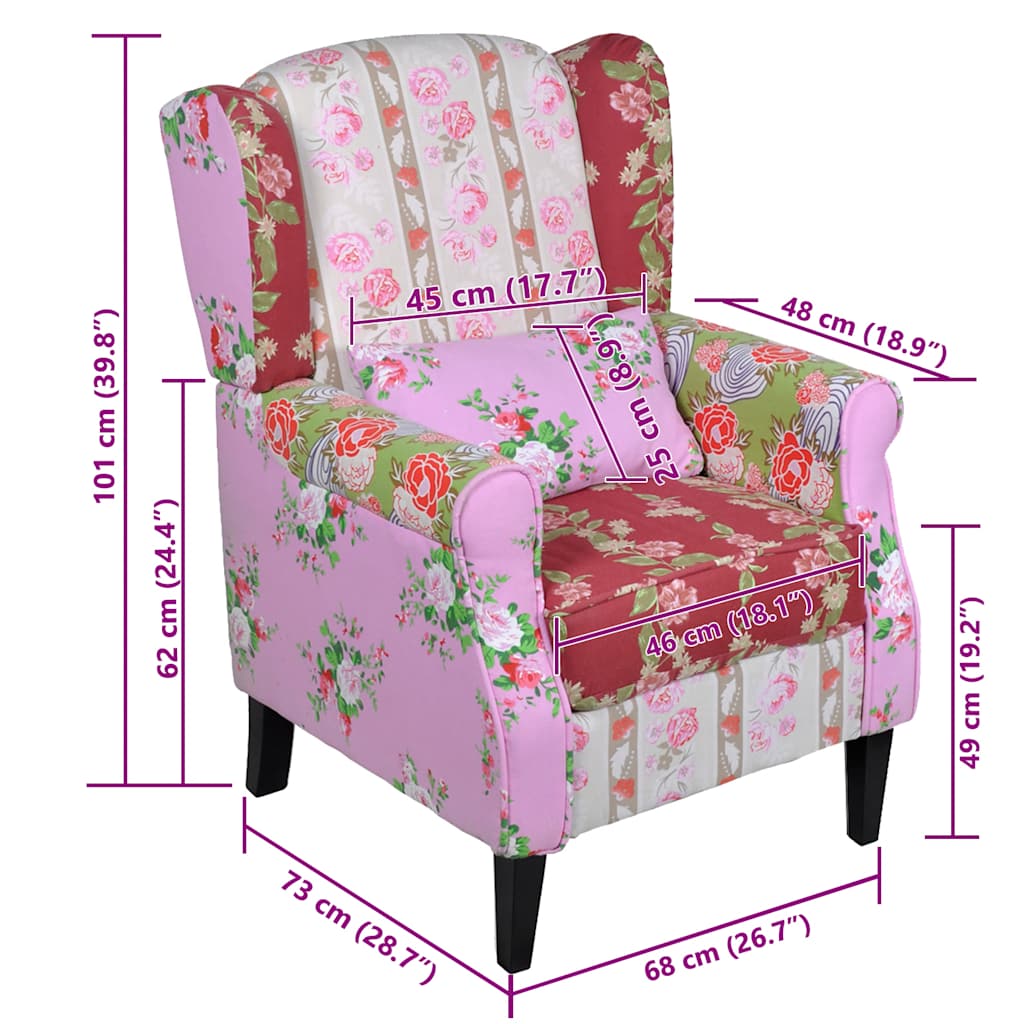 Fauteuil met patchwork ontwerp stof is nu te koop bij PeponiXL, paradijselijk wonen!