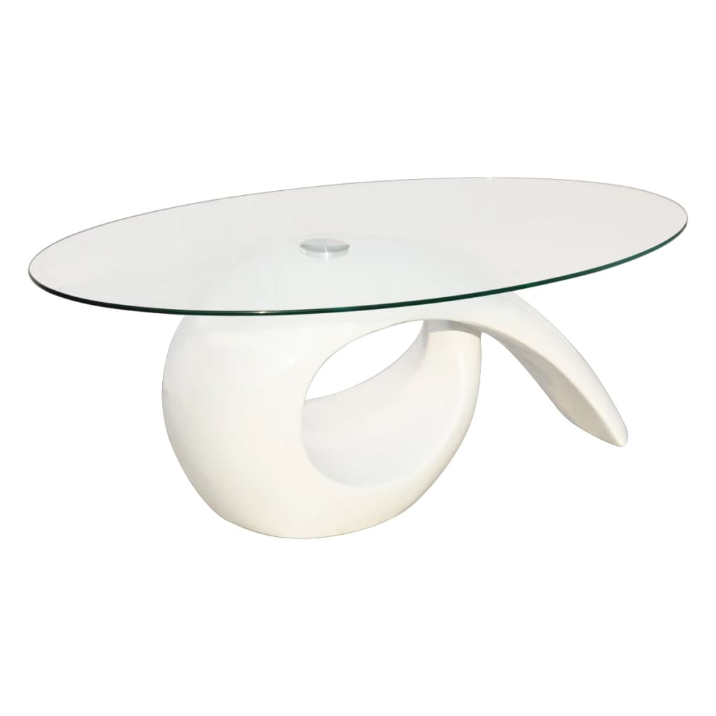 Salontafel met ovaal glazen tafelblad hoogglans wit is nu te koop bij PeponiXL, paradijselijk wonen!