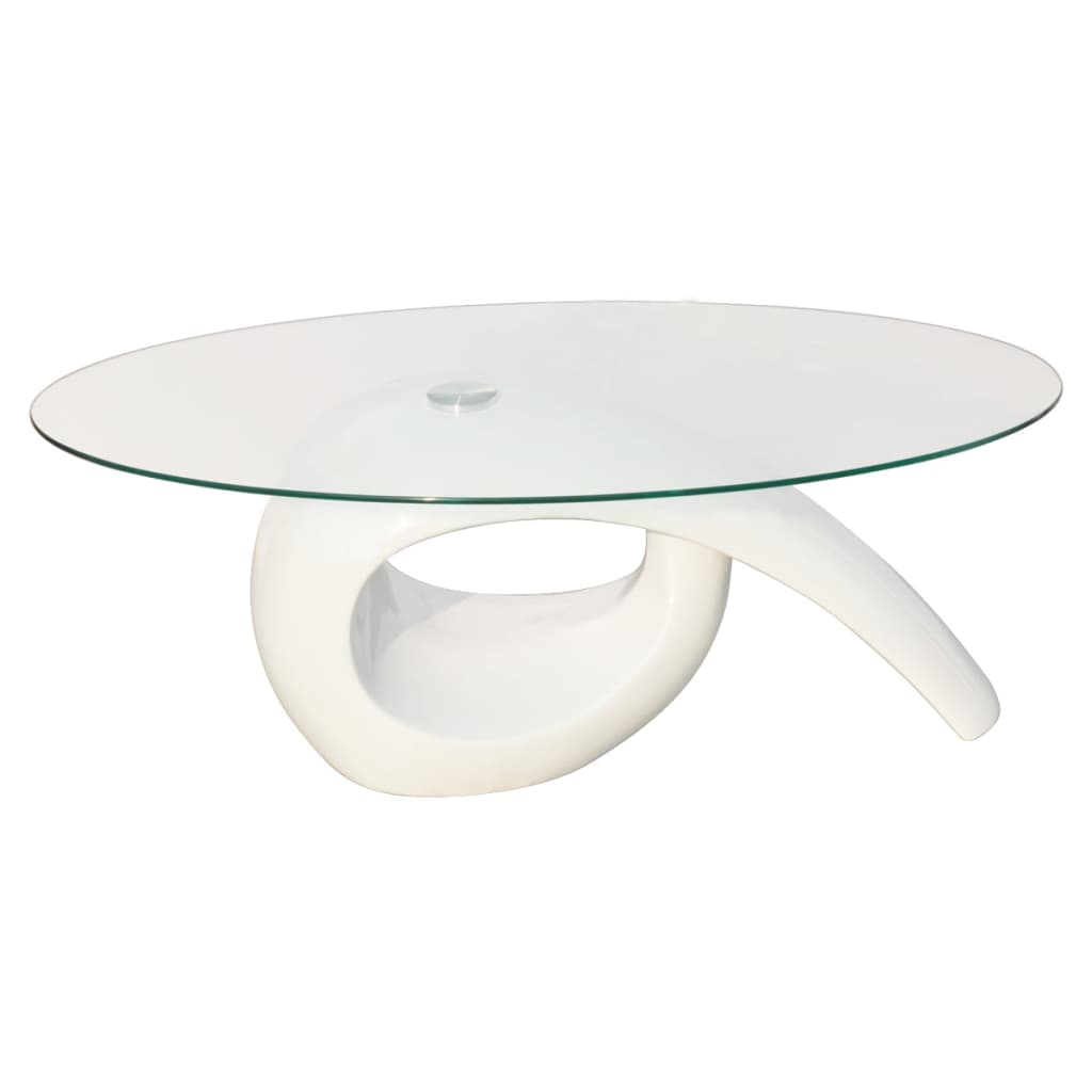 Salontafel met ovaal glazen tafelblad hoogglans wit is nu te koop bij PeponiXL, paradijselijk wonen!
