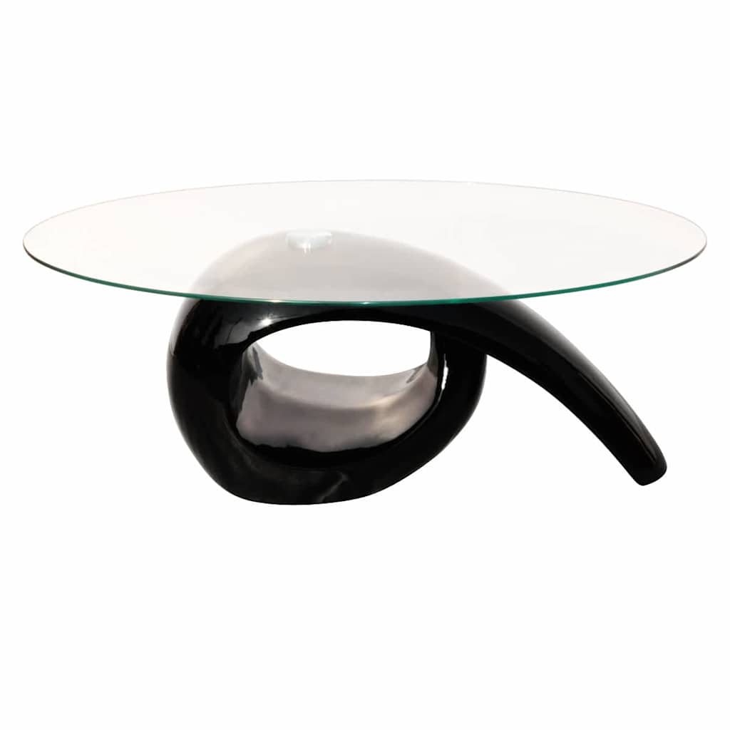 Salontafel met ovaal glazen tafelblad hoogglans zwart is nu te koop bij PeponiXL, paradijselijk wonen!