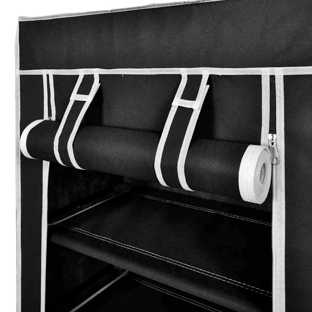 Schoenenkast met hoes 58x28x106 stof zwart is nu te koop bij PeponiXL, paradijselijk wonen!