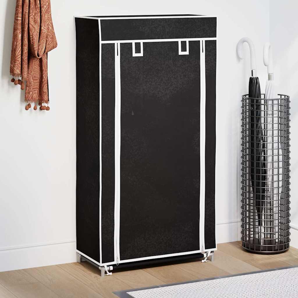 Schoenenkast met hoes 58x28x106 stof zwart is nu te koop bij PeponiXL, paradijselijk wonen!
