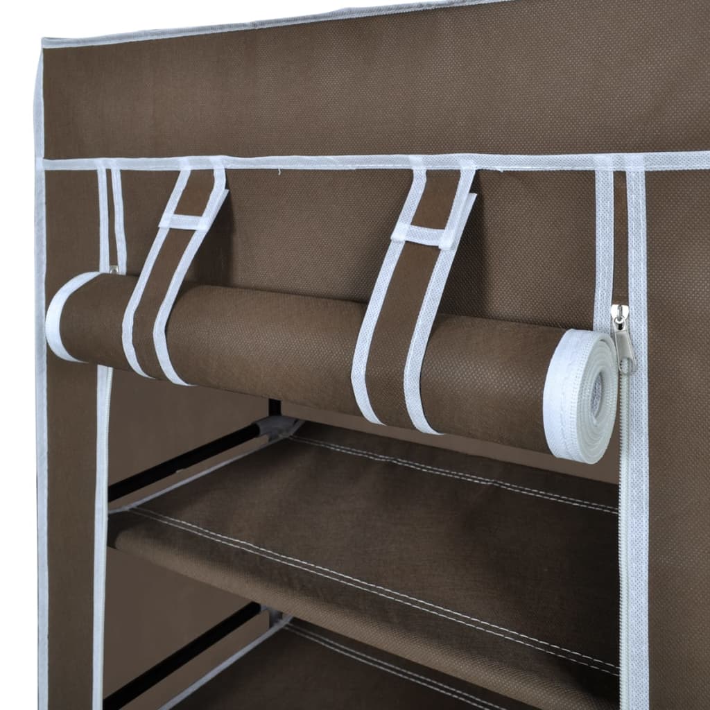 Stoffen schoenenrek met hoes 58 x 28 x 106 cm bruin is nu te koop bij PeponiXL, paradijselijk wonen!