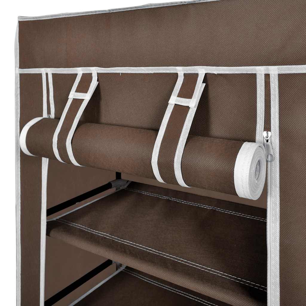 Stoffen schoenenrek met hoes 58 x 28 x 106 cm bruin is nu te koop bij PeponiXL, paradijselijk wonen!