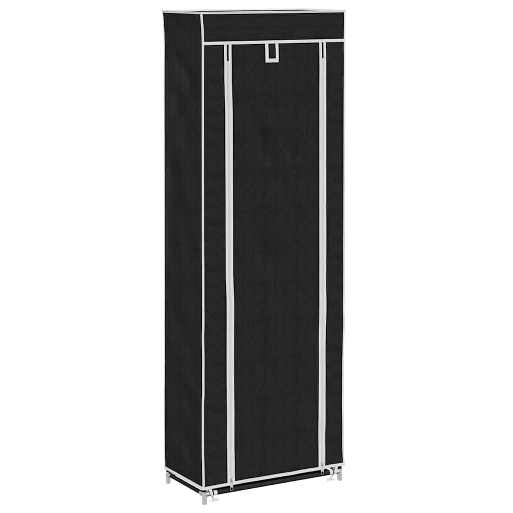 Schoenenkast met hoes 57x29x162 stof zwart is nu te koop bij PeponiXL, paradijselijk wonen!
