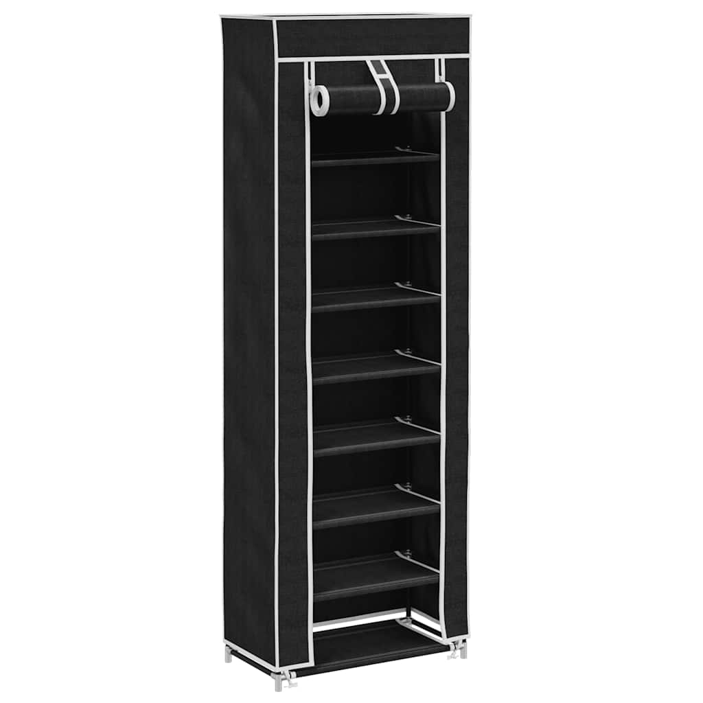 Schoenenkast met hoes 57x29x162 stof zwart is nu te koop bij PeponiXL, paradijselijk wonen!