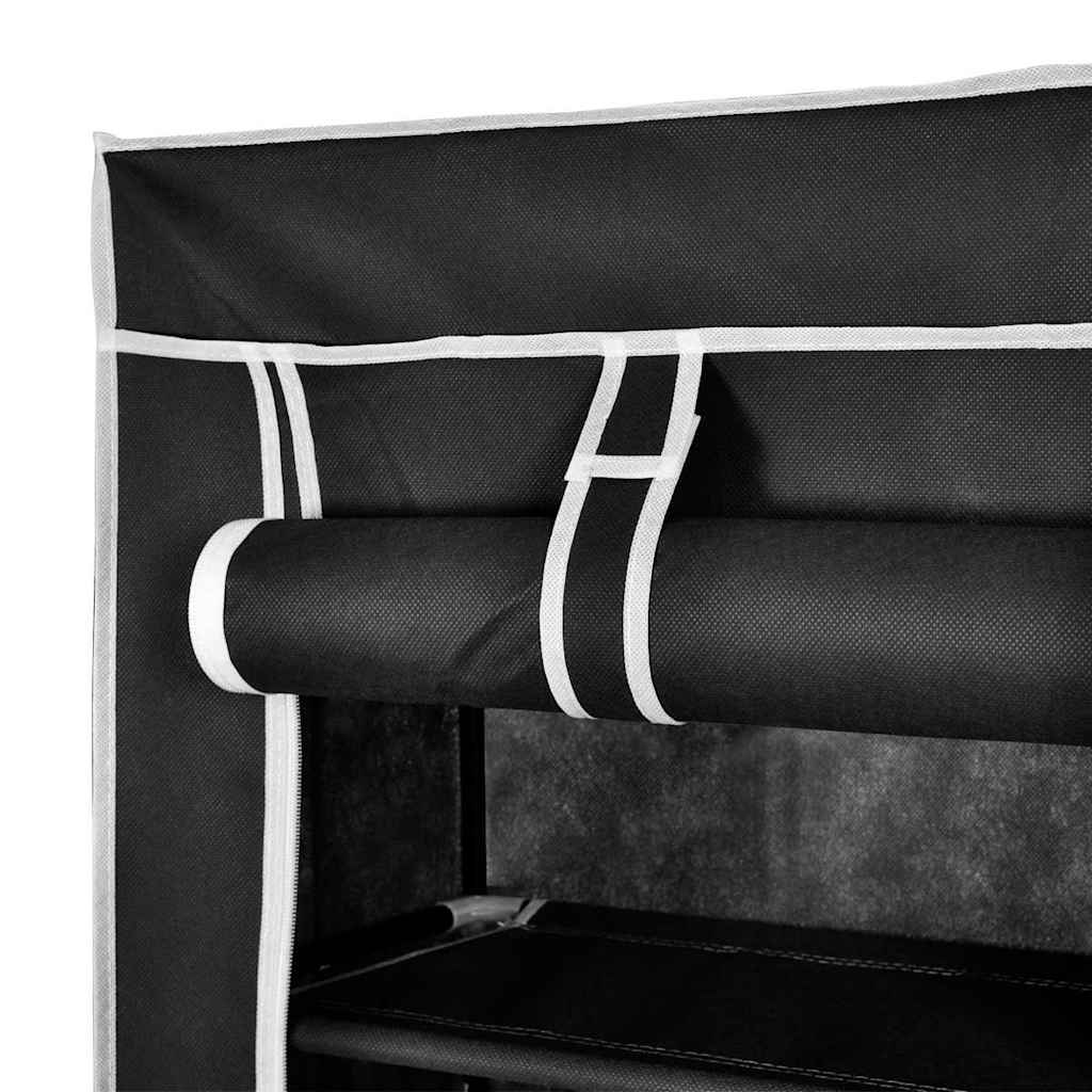 Schoenenkast met hoes 57x29x162 stof zwart is nu te koop bij PeponiXL, paradijselijk wonen!