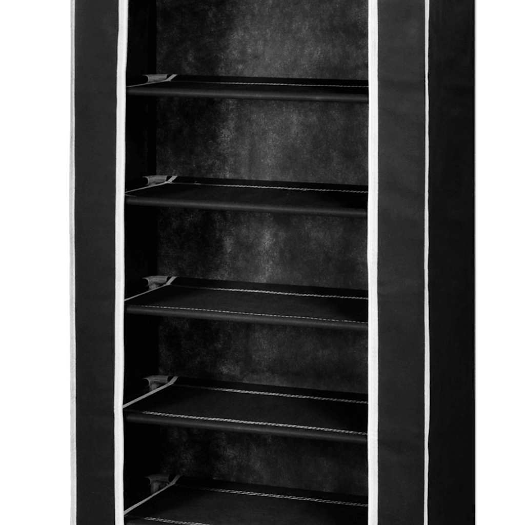 Schoenenkast met hoes 57x29x162 stof zwart is nu te koop bij PeponiXL, paradijselijk wonen!