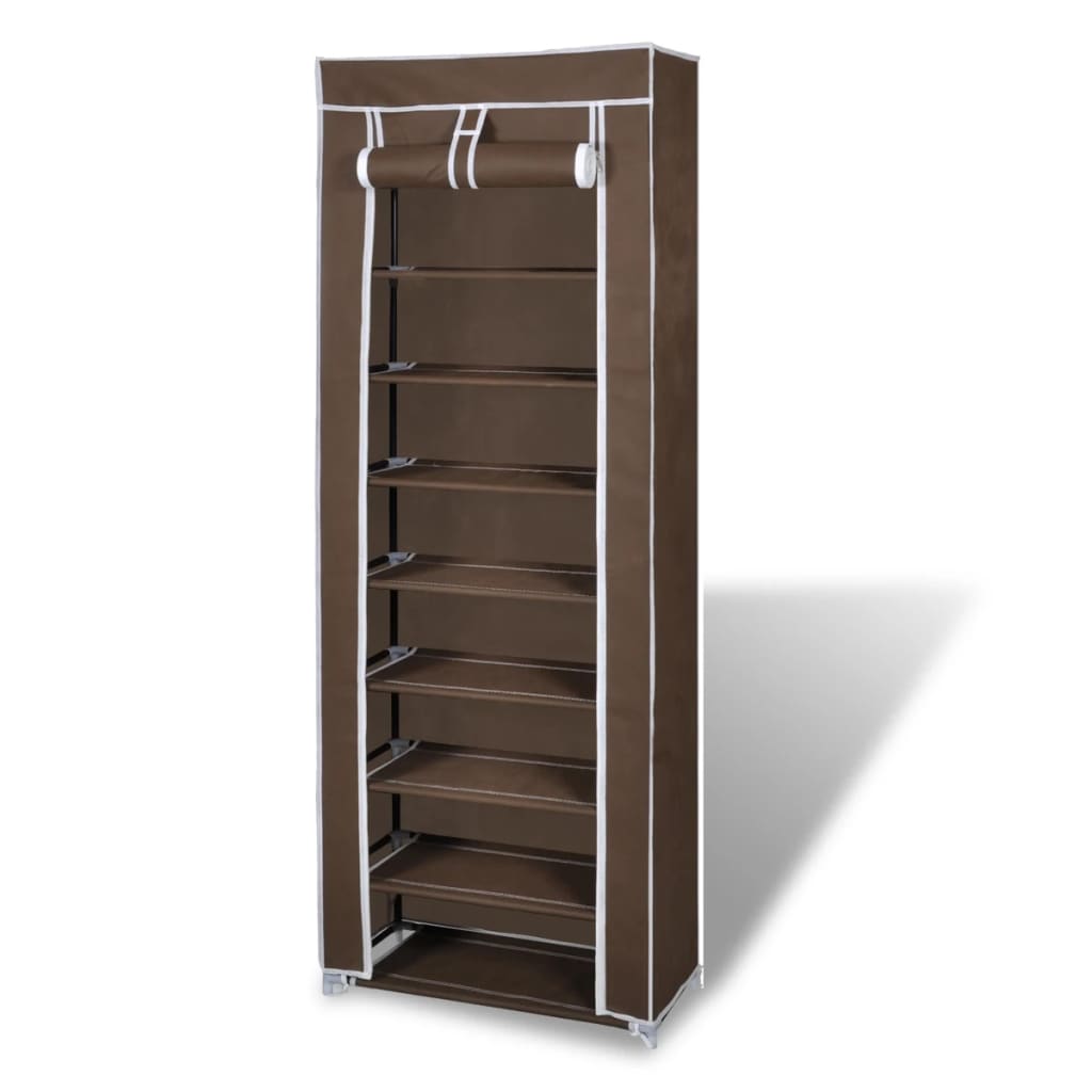 Stoffen schoenenrek met hoes 162 x 57 x 29 cm bruin is nu te koop bij PeponiXL, paradijselijk wonen!