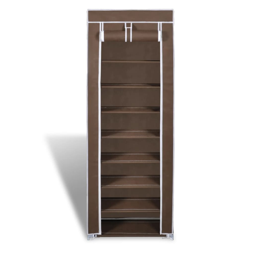 Stoffen schoenenrek met hoes 162 x 57 x 29 cm bruin is nu te koop bij PeponiXL, paradijselijk wonen!