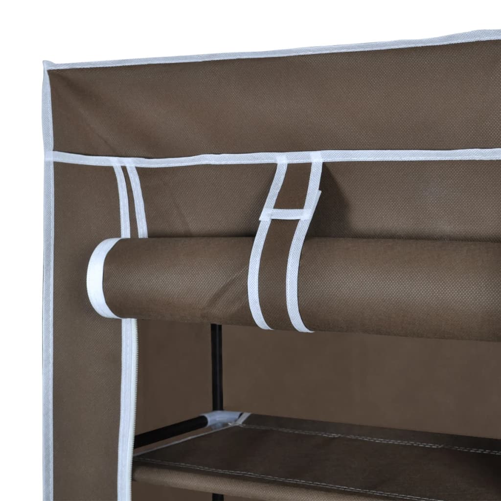 Stoffen schoenenrek met hoes 162 x 57 x 29 cm bruin is nu te koop bij PeponiXL, paradijselijk wonen!