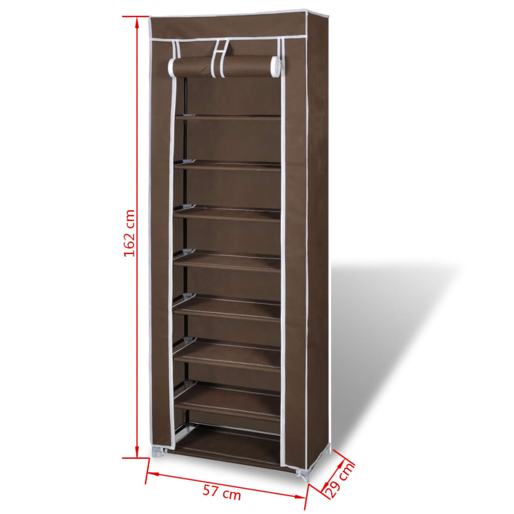 Stoffen schoenenrek met hoes 162 x 57 x 29 cm bruin is nu te koop bij PeponiXL, paradijselijk wonen!