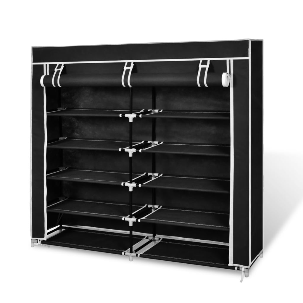 Schoenenkast met hoes 115x28x110 stof zwart is nu te koop bij PeponiXL, paradijselijk wonen!
