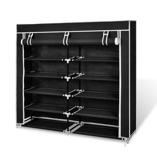 Schoenenkast met hoes 115x28x110 stof zwart is nu te koop bij PeponiXL, paradijselijk wonen!