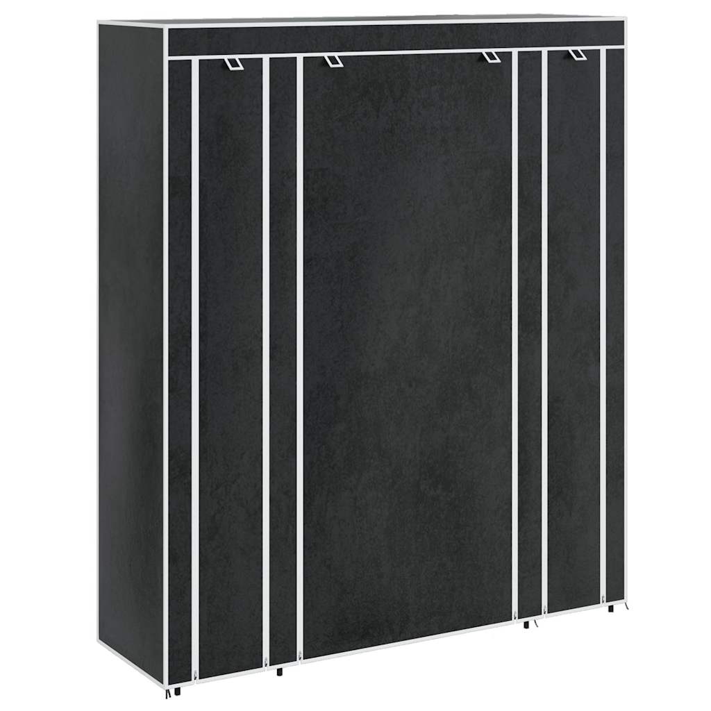 Kledingkast met vakken en stangen 45x150x176 cm stof zwart is nu te koop bij PeponiXL, paradijselijk wonen!