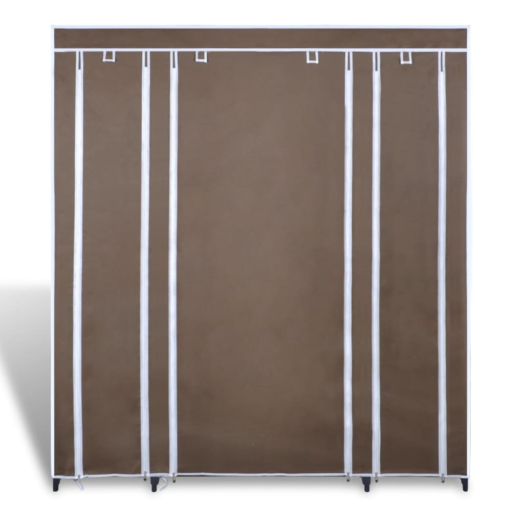 Kledingkast met vakken en stangen 45x150x176 cm stof bruin is nu te koop bij PeponiXL, paradijselijk wonen!