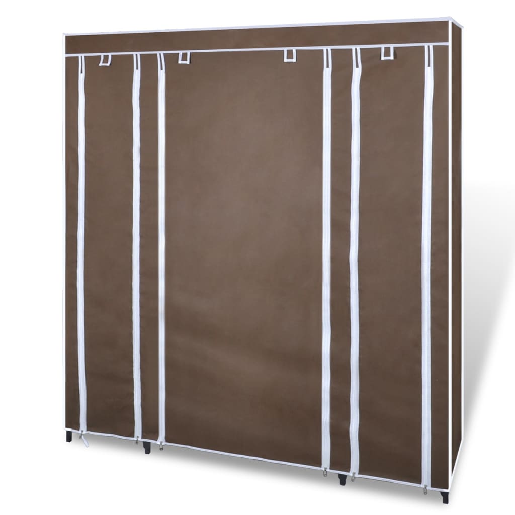 Kledingkast met vakken en stangen 45x150x176 cm stof bruin is nu te koop bij PeponiXL, paradijselijk wonen!