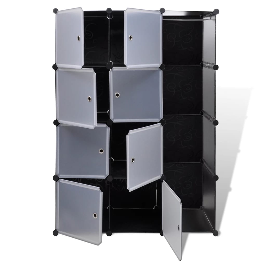 Kast met 9 vakken modulair 109x36,5x143 cm zwart en wit is nu te koop bij PeponiXL, paradijselijk wonen!