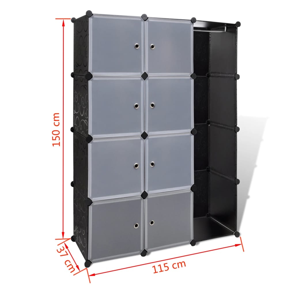 Kast met 9 vakken modulair 109x36,5x143 cm zwart en wit is nu te koop bij PeponiXL, paradijselijk wonen!