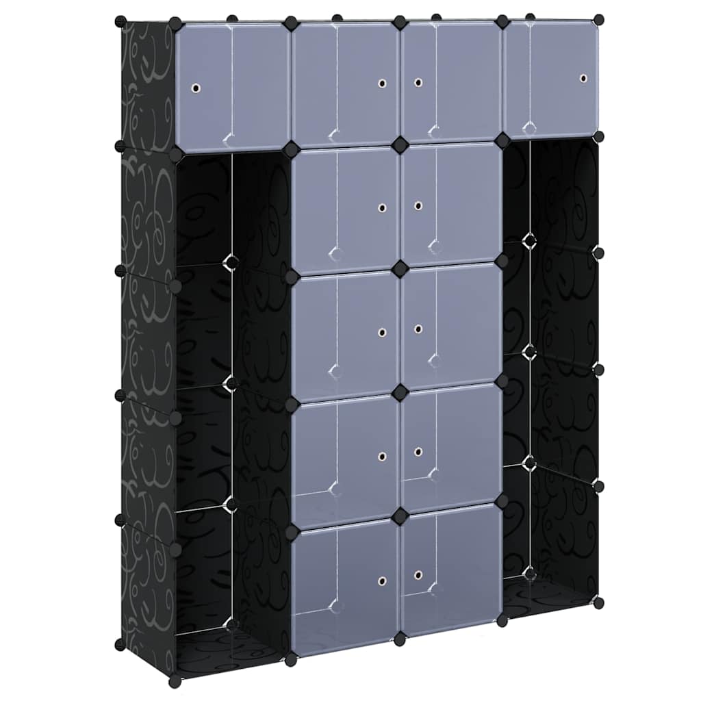 Kast modulair met 14 vakken 37x146x180,5 cm zwart en wit is nu te koop bij PeponiXL, paradijselijk wonen!
