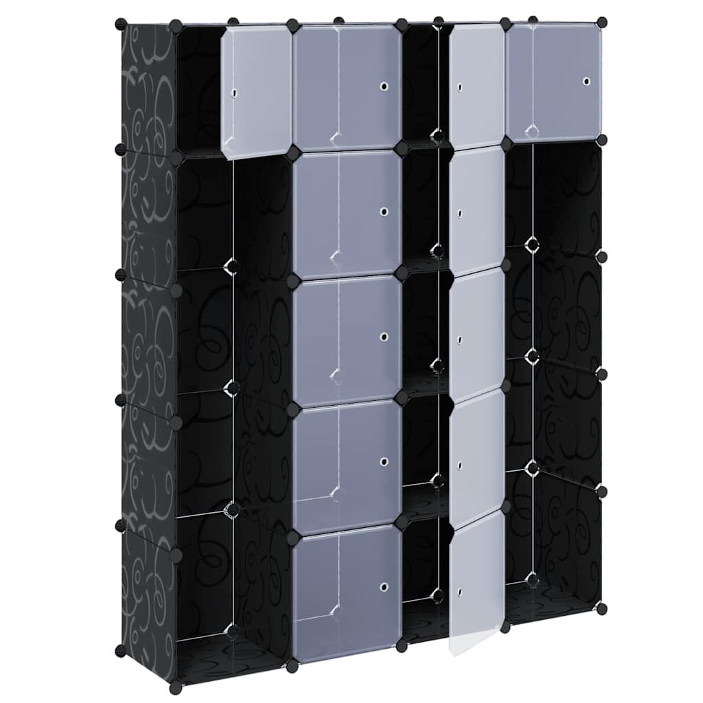 Kast modulair met 14 vakken 37x146x180,5 cm zwart en wit is nu te koop bij PeponiXL, paradijselijk wonen!