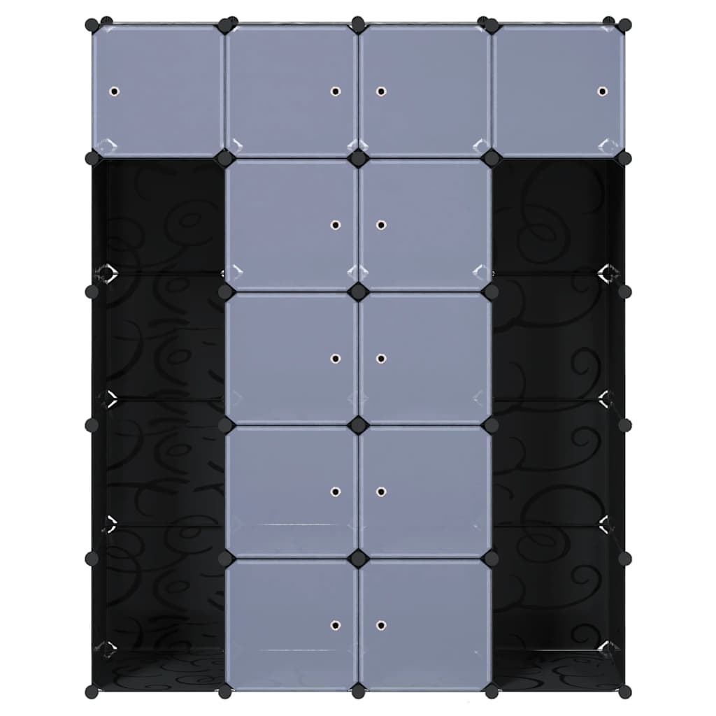Kast modulair met 14 vakken 37x146x180,5 cm zwart en wit is nu te koop bij PeponiXL, paradijselijk wonen!