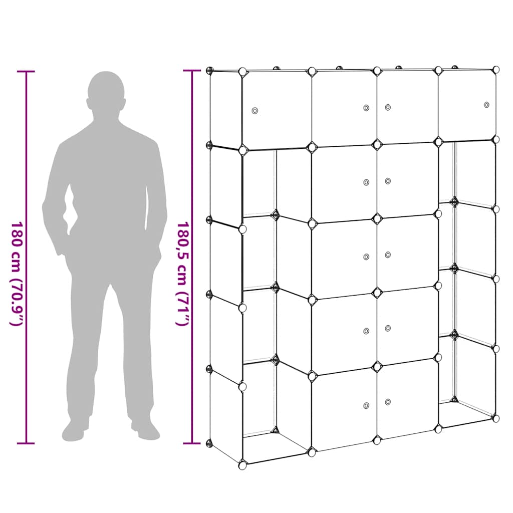 Kast modulair met 14 vakken 37x146x180,5 cm zwart en wit is nu te koop bij PeponiXL, paradijselijk wonen!