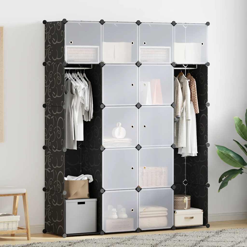 Kast modulair met 14 vakken 37x146x180,5 cm zwart en wit is nu te koop bij PeponiXL, paradijselijk wonen!