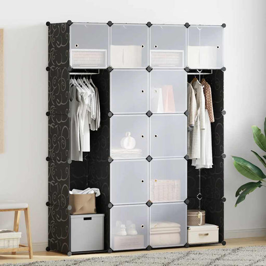 Kast modulair met 14 vakken 37x146x180,5 cm zwart en wit is nu te koop bij PeponiXL, paradijselijk wonen!