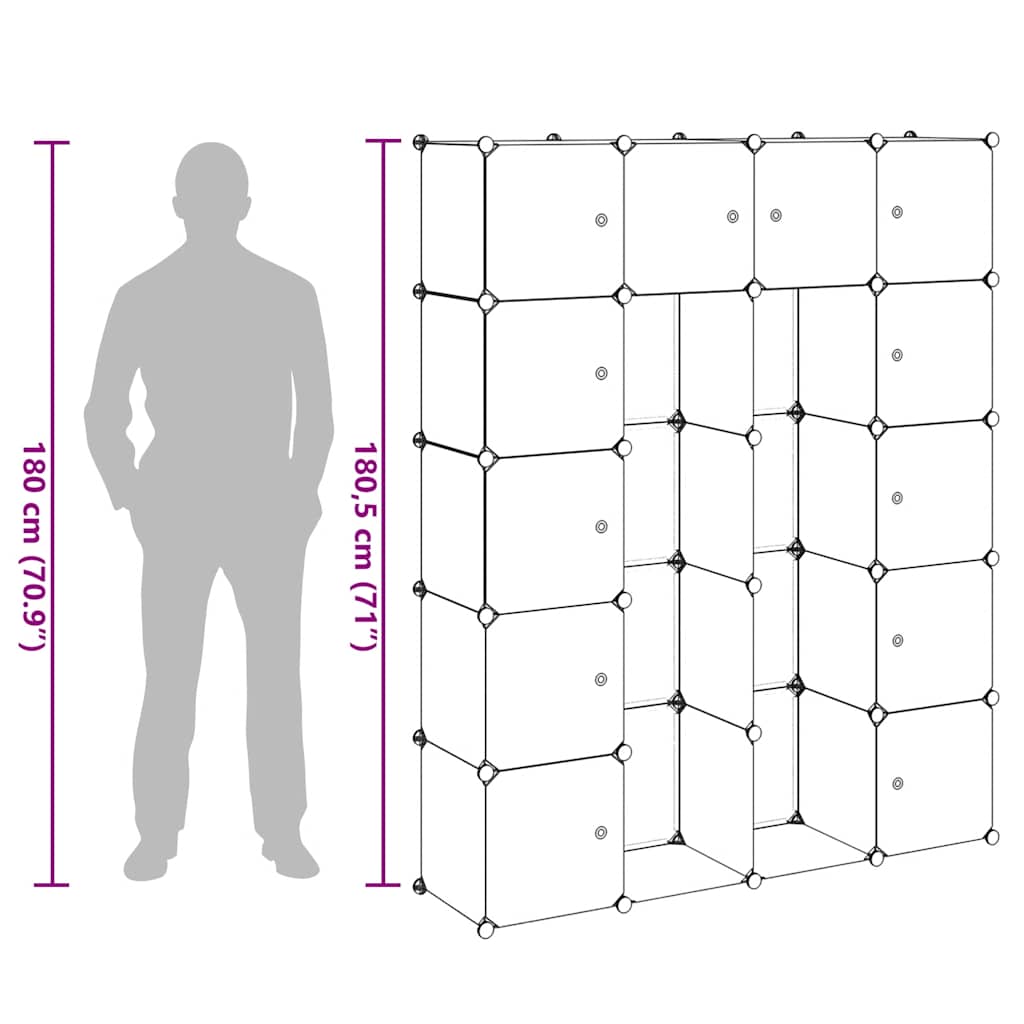 Modulaire kast met 14 compartimenten wit 37 x 146 x 180,5 cm is nu te koop bij PeponiXL, paradijselijk wonen!