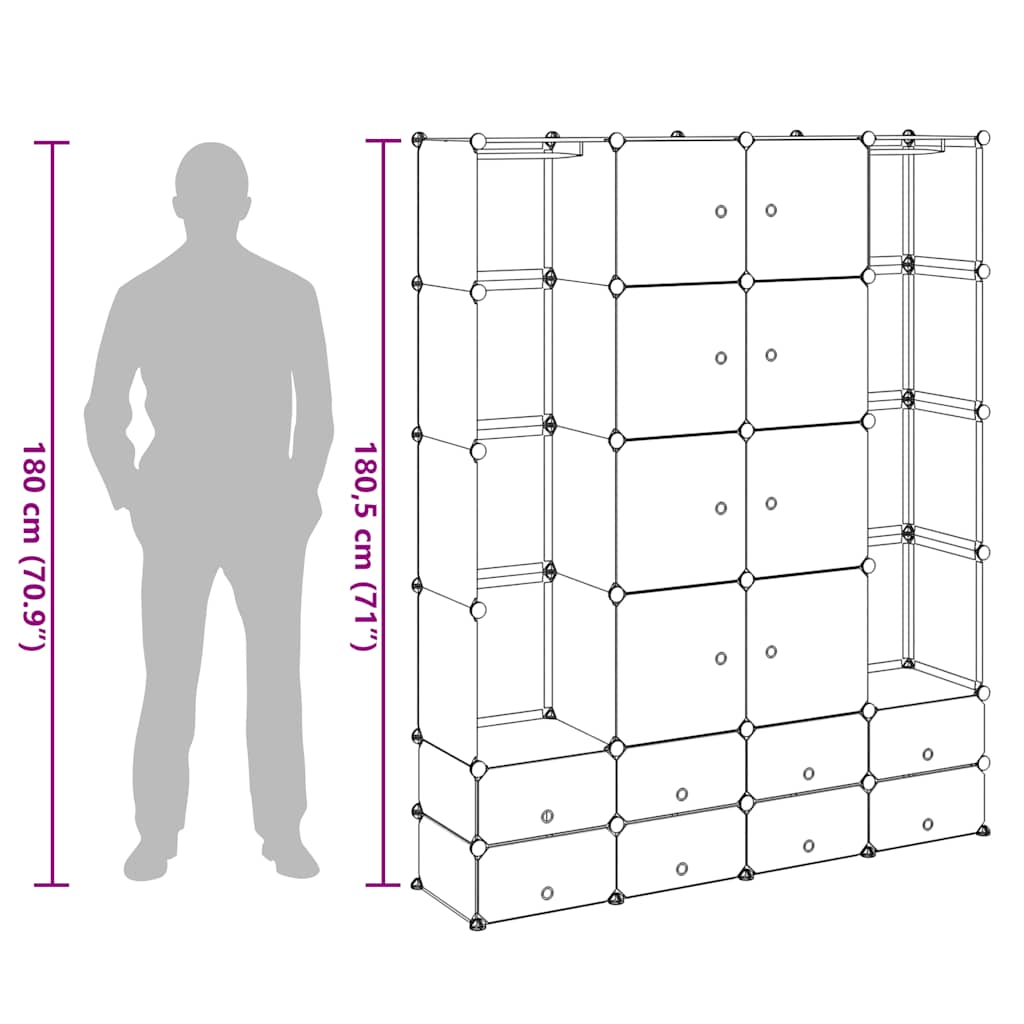 Kast modulair met 18 vakken 37x146x180,5 cm zwart en wit is nu te koop bij PeponiXL, paradijselijk wonen!