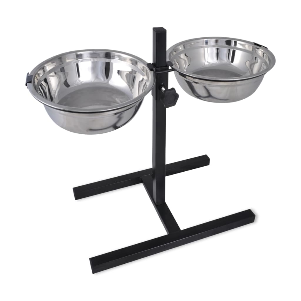 Verstelbare dubbele honden / katten voederbak (2 x 4,1L RVS bakken) is nu te koop bij PeponiXL, paradijselijk wonen!