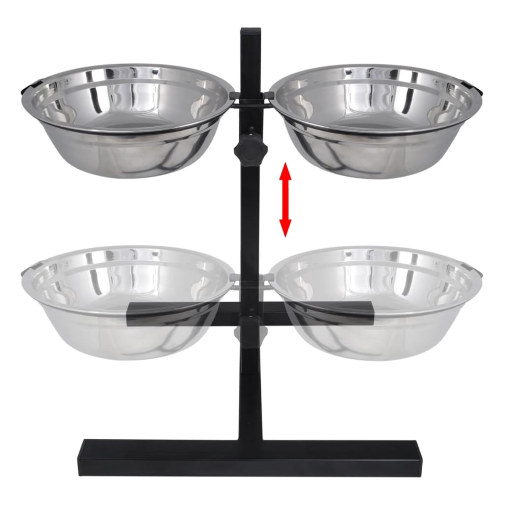 Verstelbare dubbele honden / katten voederbak (2 x 4,1L RVS bakken) is nu te koop bij PeponiXL, paradijselijk wonen!