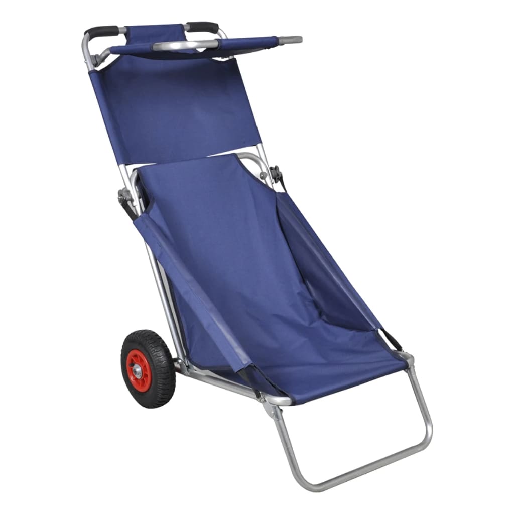 Strandtrolley met wielen draagbaar en inklapbaar blauw is nu te koop bij PeponiXL, paradijselijk wonen!
