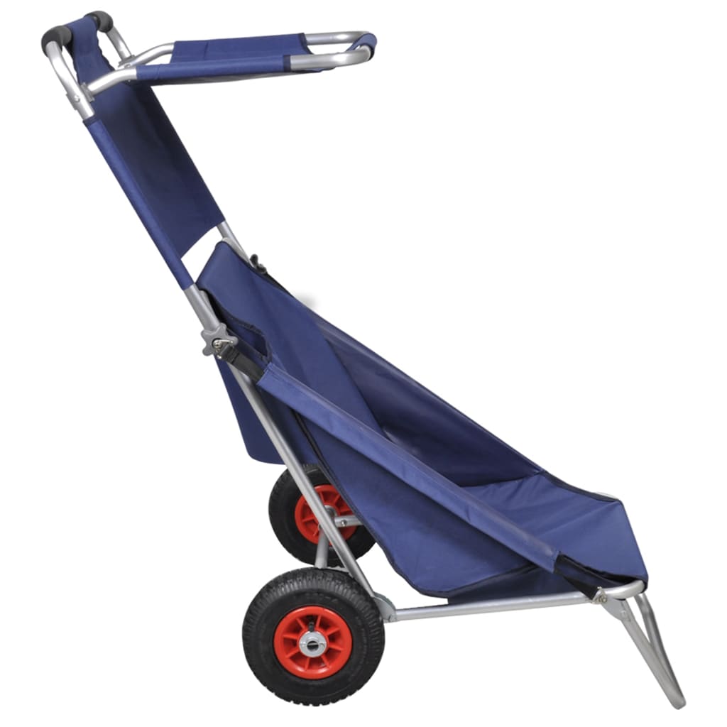 Strandtrolley met wielen draagbaar en inklapbaar blauw is nu te koop bij PeponiXL, paradijselijk wonen!