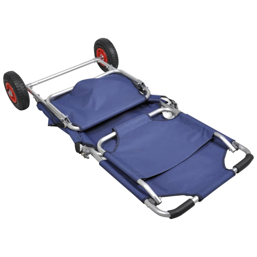 Strandtrolley met wielen draagbaar en inklapbaar blauw is nu te koop bij PeponiXL, paradijselijk wonen!