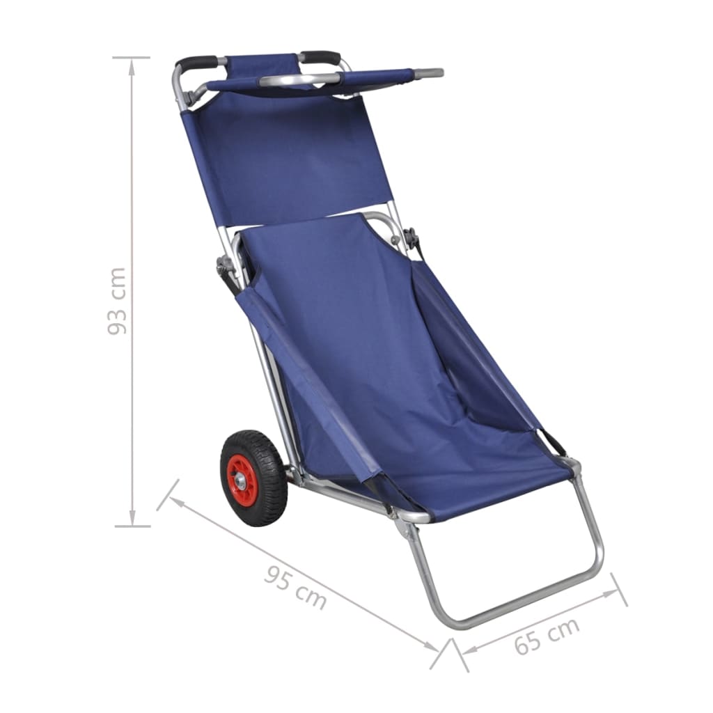 Strandtrolley met wielen draagbaar en inklapbaar blauw is nu te koop bij PeponiXL, paradijselijk wonen!