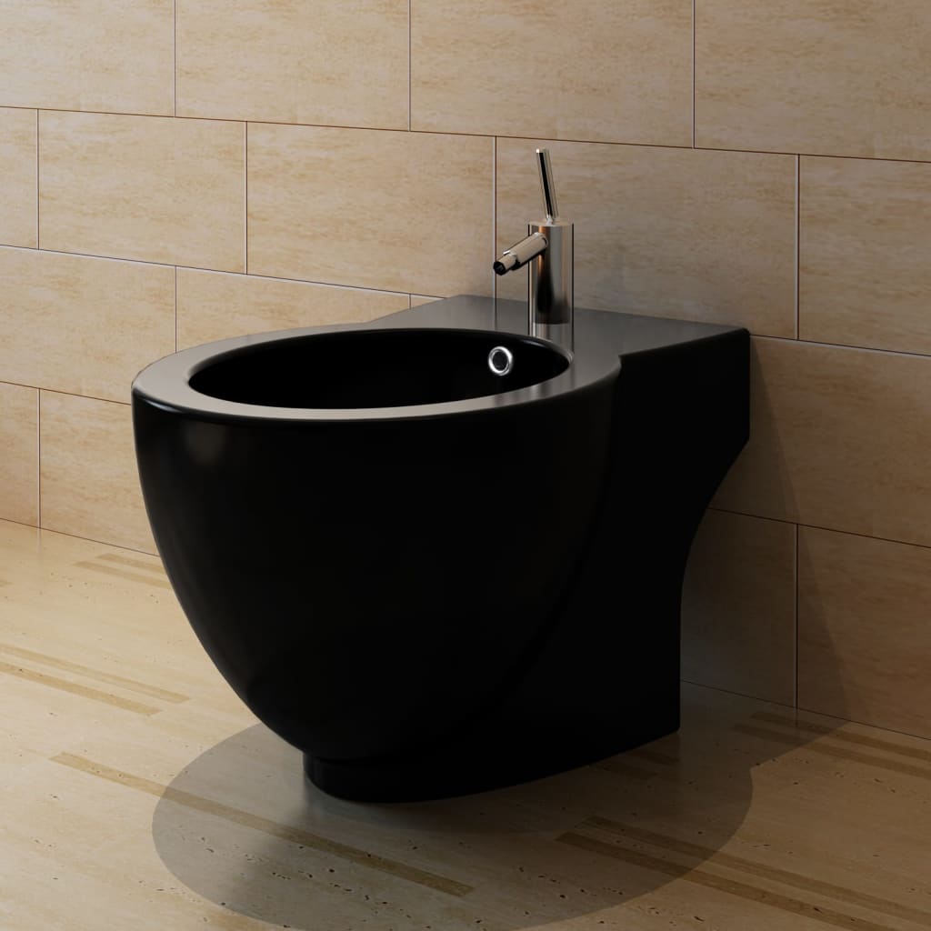 Ronde staande keramieken bidet (zwart) is nu te koop bij PeponiXL, paradijselijk wonen!