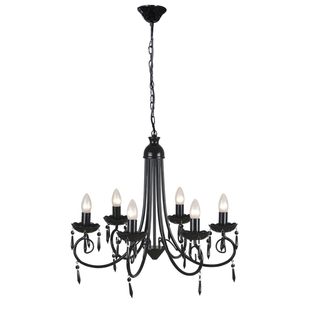 Plafondlamp kroonluchter 6 lampjes zwart is nu te koop bij PeponiXL, paradijselijk wonen!